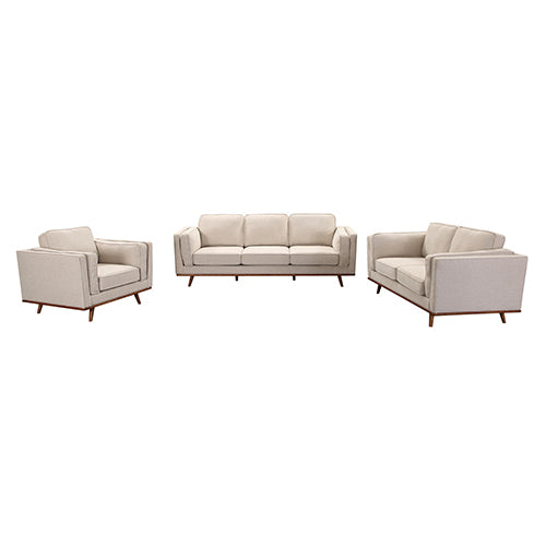 3+2 Seater Sofa Beige Fabric Lounge Set for Living Room Couch with Wooden Frame Supply