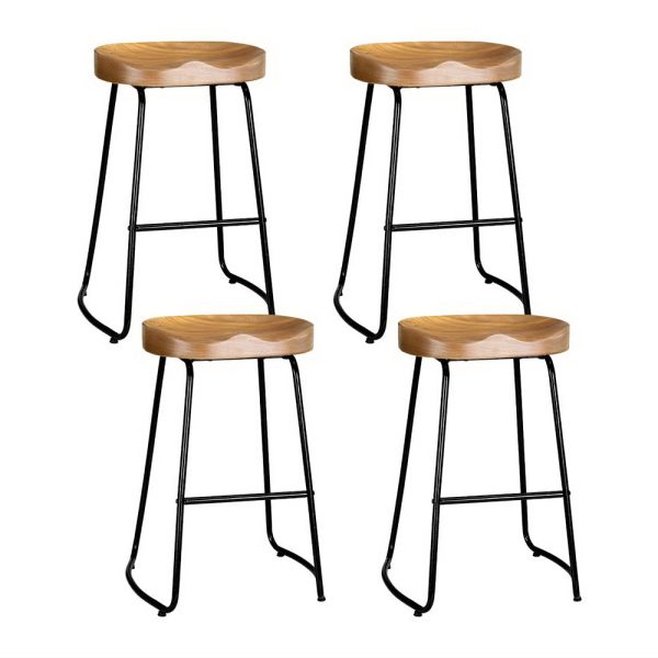 Artiss 4x Bar Stools Tractor Seat 65cm Wooden Sale