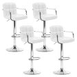 Artiss 4x Bar Stools Leather Gas Lift w Armrest White Online