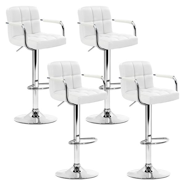 Artiss 4x Bar Stools Leather Gas Lift w Armrest White Online