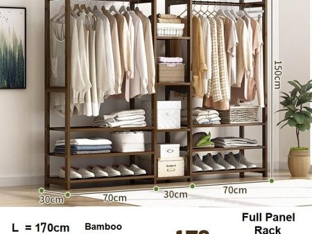 Bamboo Clothes Rack Garment Closet Storage Organizer Hanging Rail Shelf Dress room 170cm Supply