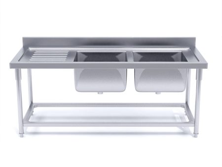 SOGA Stainless Steel Work Bench Right Dual Sink Commercial Restaurant Kitchen Food Prep 160*70*85 Fashion