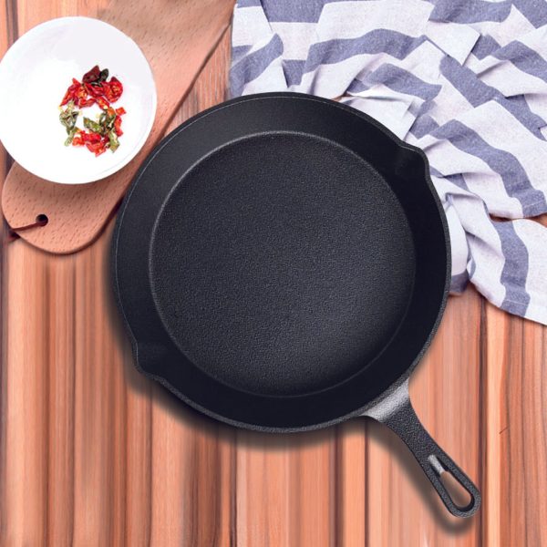 SOGA 26cm Round Cast Iron Frying Pan Skillet Steak Sizzle Platter with Handle Discount