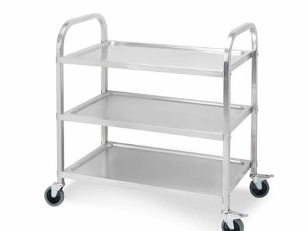 SOGA 3 Tier Stainless Steel Kitchen Dinning Food Cart Trolley Utility Size 85x45x90cm Medium Supply