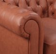 2 Seater Brown Sofa Lounge Button Tufted in Faux Leather For Cheap