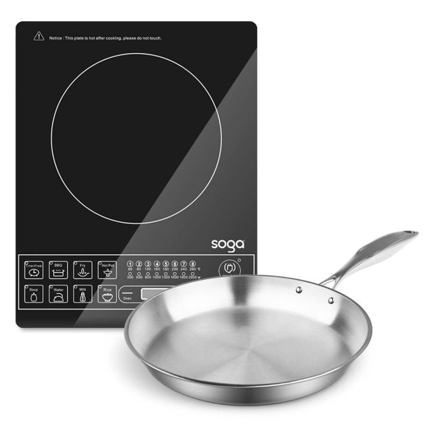 SOGA Electric Smart Induction Cooktop and 30cm Stainless Steel Fry Pan Cooking Frying Pan Sale