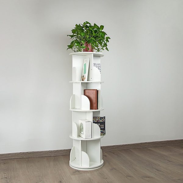 360-degree Rotating 4 Tier Display Shelf Bookcase Organiser Online Hot Sale