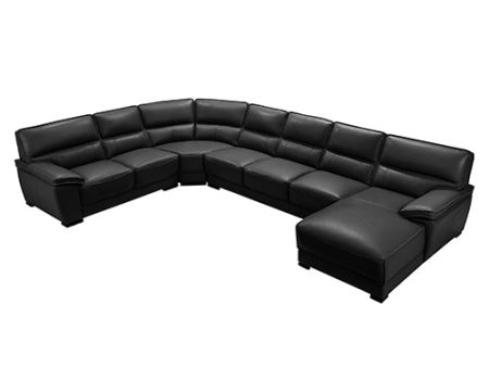 Lounge Set Luxurious 7 Seater Bonded Leather Corner Sofa Living Room Couch in Black with Chaise Online now