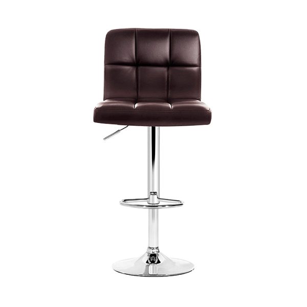 Artiss 4x Bar Stools Leather Gas Lift Brown Hot on Sale