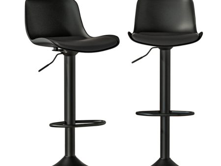 Artiss 2x Bar Stools Padded Seat Gas Lift Black For Sale