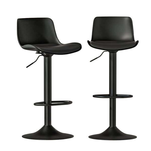 Artiss 2x Bar Stools Padded Seat Gas Lift Black For Sale