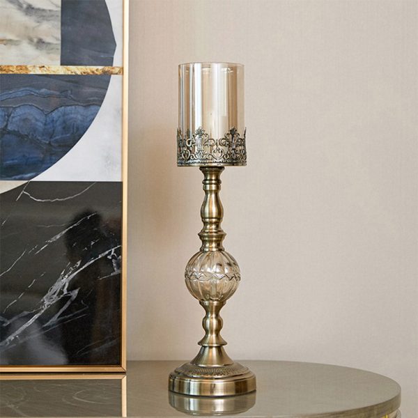 SOGA 47cm Glass Candle Holder Candle Stand Glass Metal Online Hot Sale