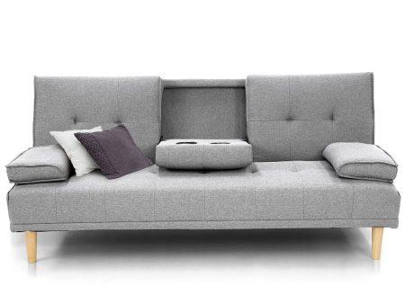 Sarantino Rochester Linen Fabric Sofa Bed Lounge Couch Futon Furniture Suite - Light Grey For Cheap