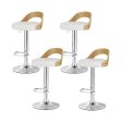 Artiss 4x Bar Stools Adjustable Leather Padded White For Discount