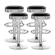 Artiss 4x Bar Stools Leather Padded Gas Lift Silver Discount