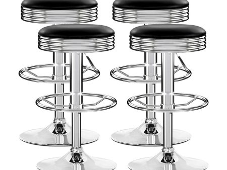 Artiss 4x Bar Stools Leather Padded Gas Lift Silver Discount