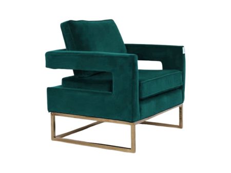 Golden Framed Bottom Armed Accent Chair_Blue Online Sale