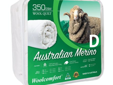 Woolcomfort Aus Made Merino Wool Quilt 350GSM 180x210cm Double Size For Sale