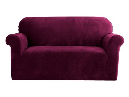 Artiss Sofa Cover Couch Covers 2 Seater Velvet Ruby Red Cheap