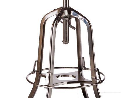 Industrial Wooden Height Adjustable Swivel Bar Stool - Nickel Black Hot on Sale