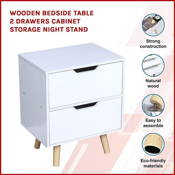 Wooden Bedside Table 2 Drawers Cabinet Storage Night Stand Cheap