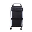 SOGA 3 Tier Covered Food Trolley Food Waste Cart Storage Mechanic Kitchen Black For Sale