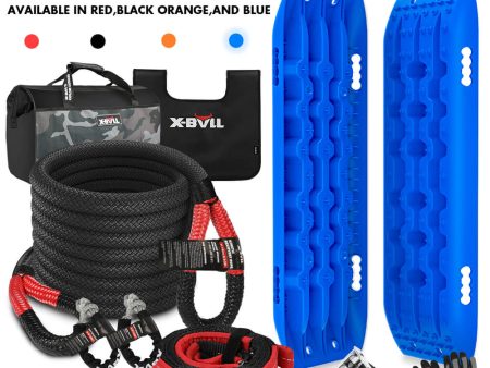 X-BULL 4X4 Recovery Kit Kinetic Recovery Rope Snatch Strap With 2PCS Recovery Tracks 4WD Gen2.0 Blue Supply