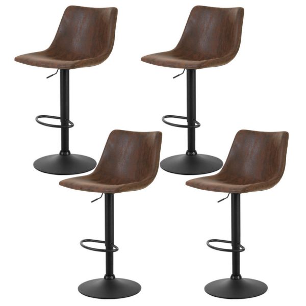 Artiss 4x Bar Stools Vintage Leather Swivel Gas Lift Brown Cheap