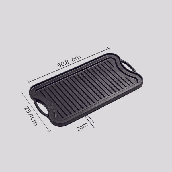 SOGA 50.8cm Cast Iron Ridged Griddle Hot Plate Grill Pan BBQ Stovetop For Discount