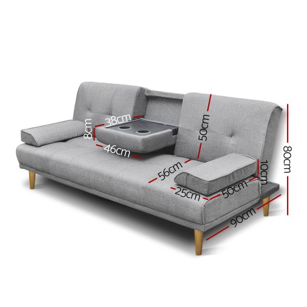 Artiss Sofa Bed 188CM Grey Faux Linen Online Sale