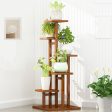 5 Tiers Vertical Bamboo Plant Stand Staged Flower Shelf Rack Outdoor Garden Cheap