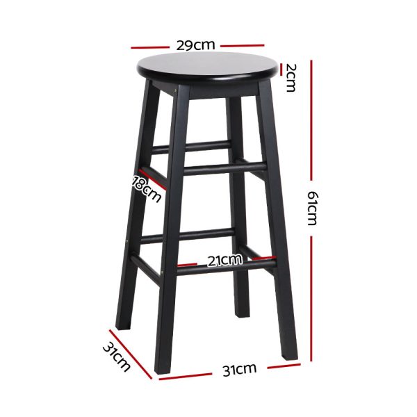 Artiss 2x Bar Stools Round Chairs Wooden Black Online Hot Sale