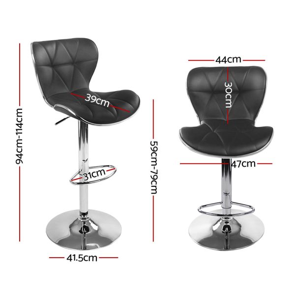 Artiss 4x Bar Stools Gas Lift Leather Seat Black Sale