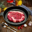 SOGA 25cm Round Ribbed Cast Iron Frying Pan Skillet Steak Sizzle Platter with Handle Fashion