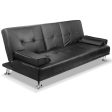 Artiss Sofa Bed 188CM Black PU Leather Online now