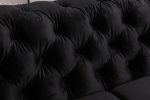 2 Seater Sofa Classic Button Tufted Lounge in Black Velvet Fabric with Metal Legs For Cheap