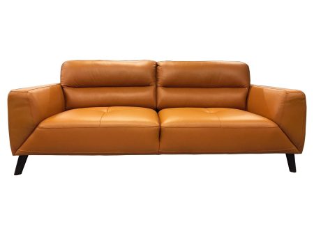 Downy  Genuine Leather Sofa 3 Seater Upholstered Lounge Couch - Tangerine Cheap