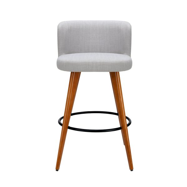 Artiss 4x Bar Stools Linen Padded Wooden Grey on Sale