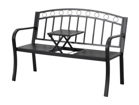 Gardeon Outdoor Garden Bench Seat Loveseat Steel Foldable Table Patio Furniture Black Cheap