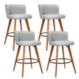 Artiss 4x Bar Stools Linen Padded Wooden Grey on Sale