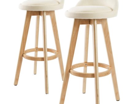 2X Wood Bar Stool Dining Chair Fabric LEILA 72cm BEIGE Fashion