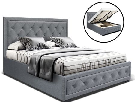 Artiss Bed Frame Double Size Gas Lift Grey TIYO on Sale