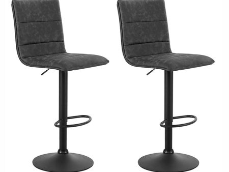 Artiss 2x Bar Stools Gas Lift Vintage Leather Grey Online Sale