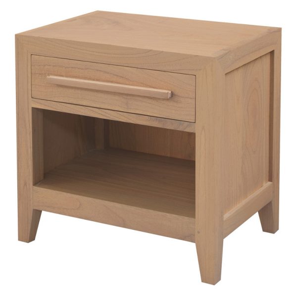 Dion 1-Drawer Solid Mindi Bedside Table (Natural) Online