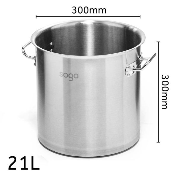 SOGA Stock Pot 21L Top Grade Thick Stainless Steel Stockpot 18 10 Without Lid For Cheap