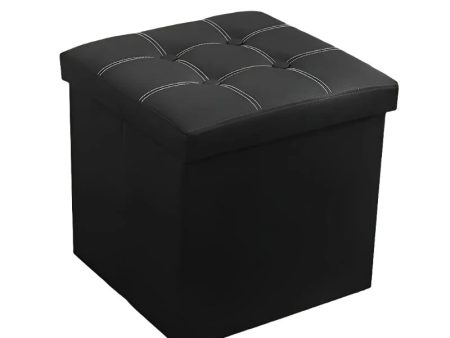 NNETM Faux Leather Storage Ottoman - Black, 55L Online Hot Sale