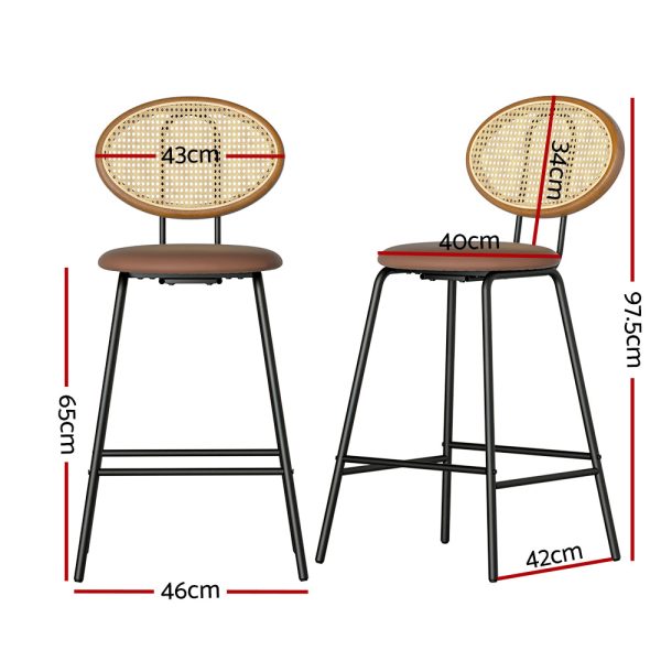 Artiss 2x Bar Stools PU Leather Stools Brown Online now