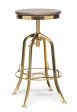 Industrial Height Adjustable Swivel Bar Stool with Oak Wood Top - Gold Finish Cheap