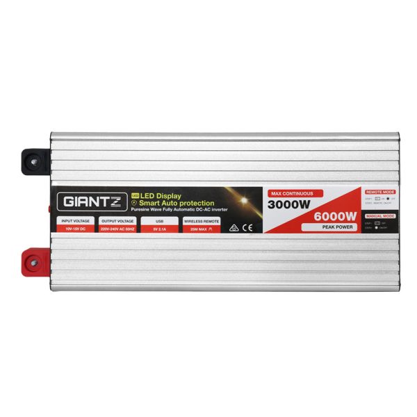 Giantz Power Inverter 3000W or 6000W Pure Sine Wave 12V-240V Camping Boat Caravan Sale