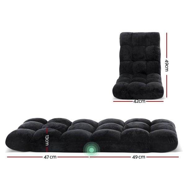 Artiss Lounge Sofa Bed Flannel Fabric Black For Cheap